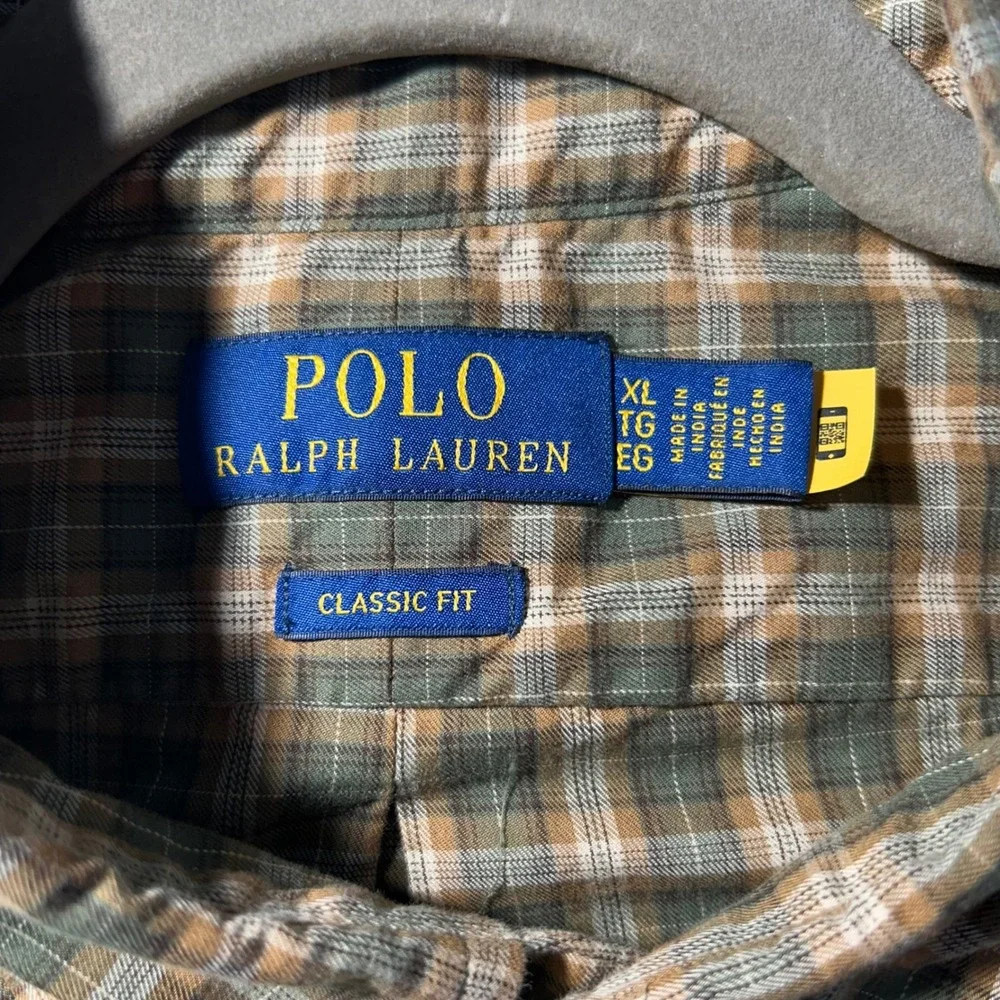 Polo Ralph Lauren Button Down Classic Fit Mens XL Green Plaid Cotton Preppy Ivy